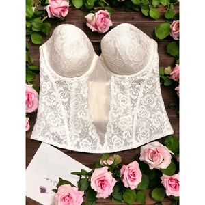 Vintage Sears Strapless Lace Sheer White Bustier 74000 Corset Bra Underwire 38B